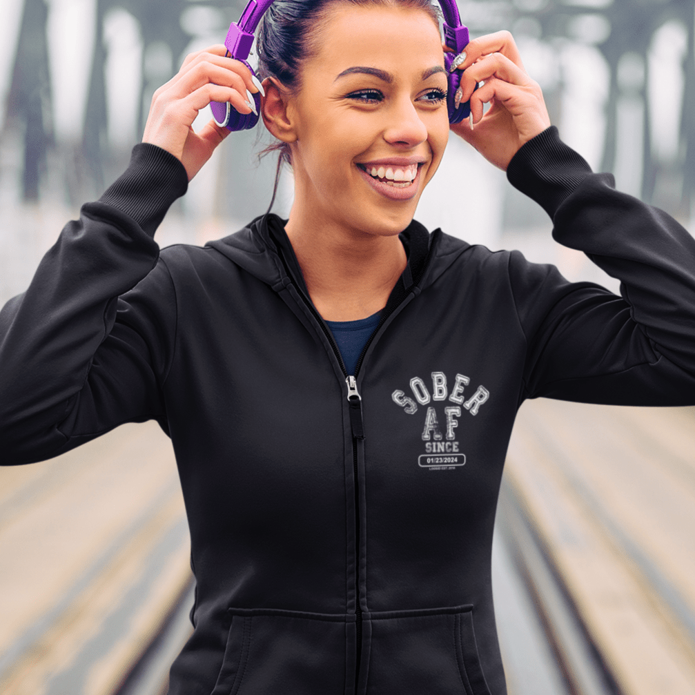 Recovery Hoodie with bold varsity-style distressed design