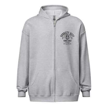 Recovery Hoodie with classic collegiate crest design