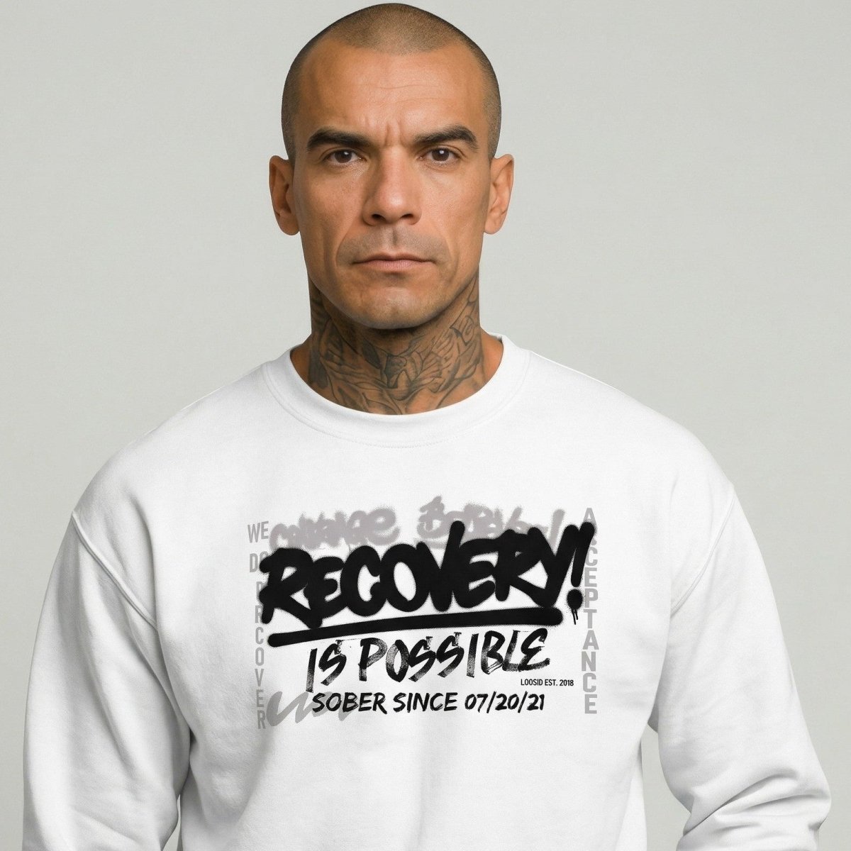 Men’s Recovery Is Possible Sweatshirt w/ Personalized Sobriety Date