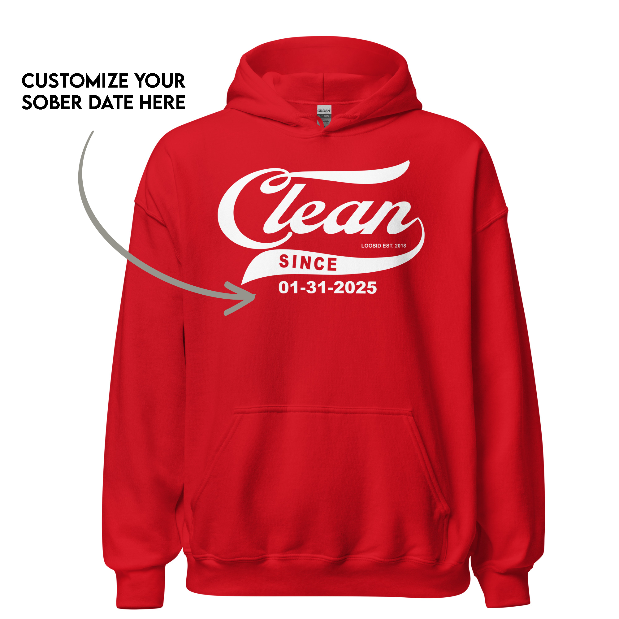 Women’s Clean Since Hoodie w/ Personalized Sobriety Date