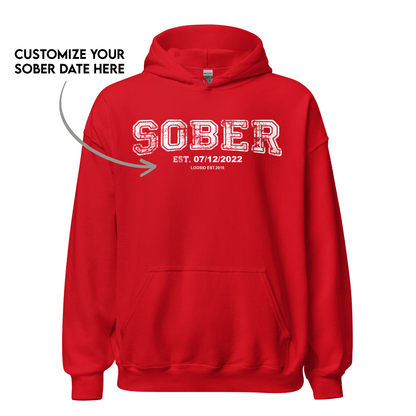 Sober Collegiate Hoodie W/ Personalize Sobriety Date