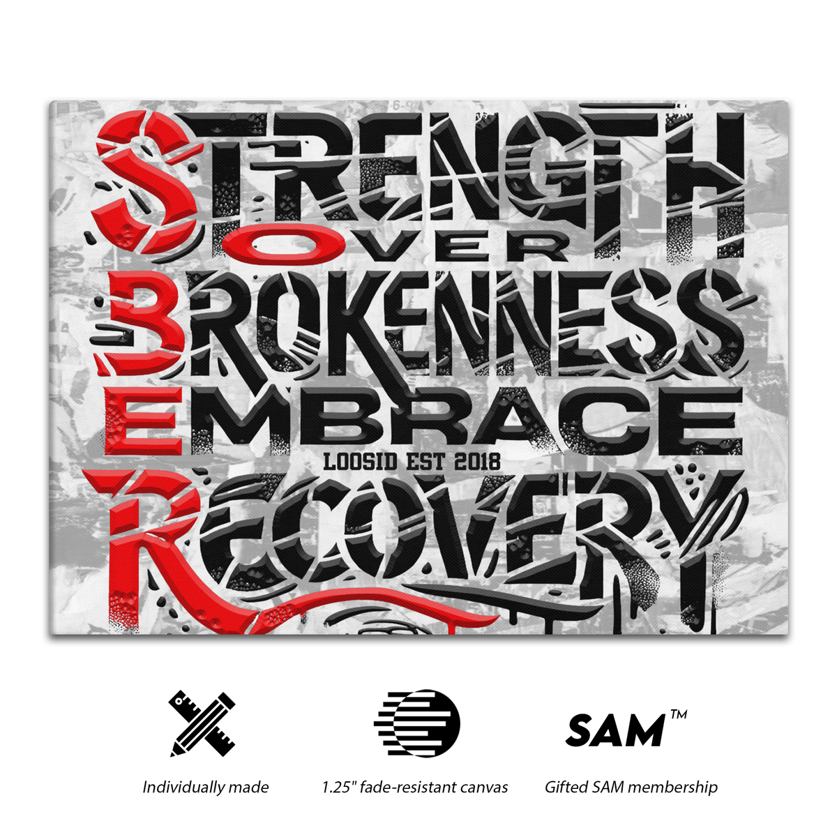 SOBER Strength Graffiti Canvas Art