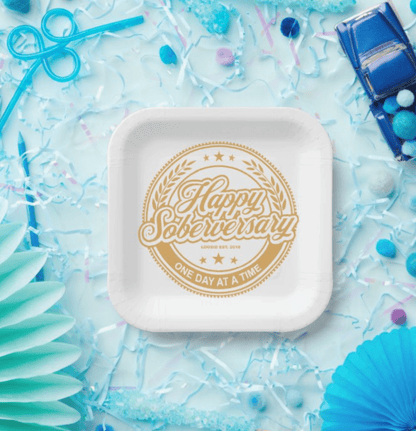 Soberversary Paper Party Plates Sobriety Gift graphic detail (view 4)