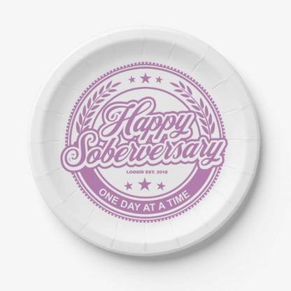 Soberversary Paper Party Plates Sobriety Gift featuring the design (view 11)
