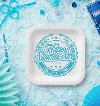 Soberversary Paper Party Plates Sobriety Gift packaging detail (view 8)