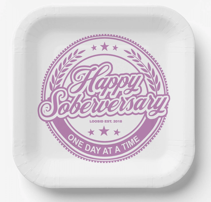 Soberversary Paper Party Plates Sobriety Gift flat lay styled image (view 13)