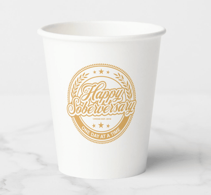 Soberversary Party Paper Cups Sobriety Gift flat lay styled image (view 3)