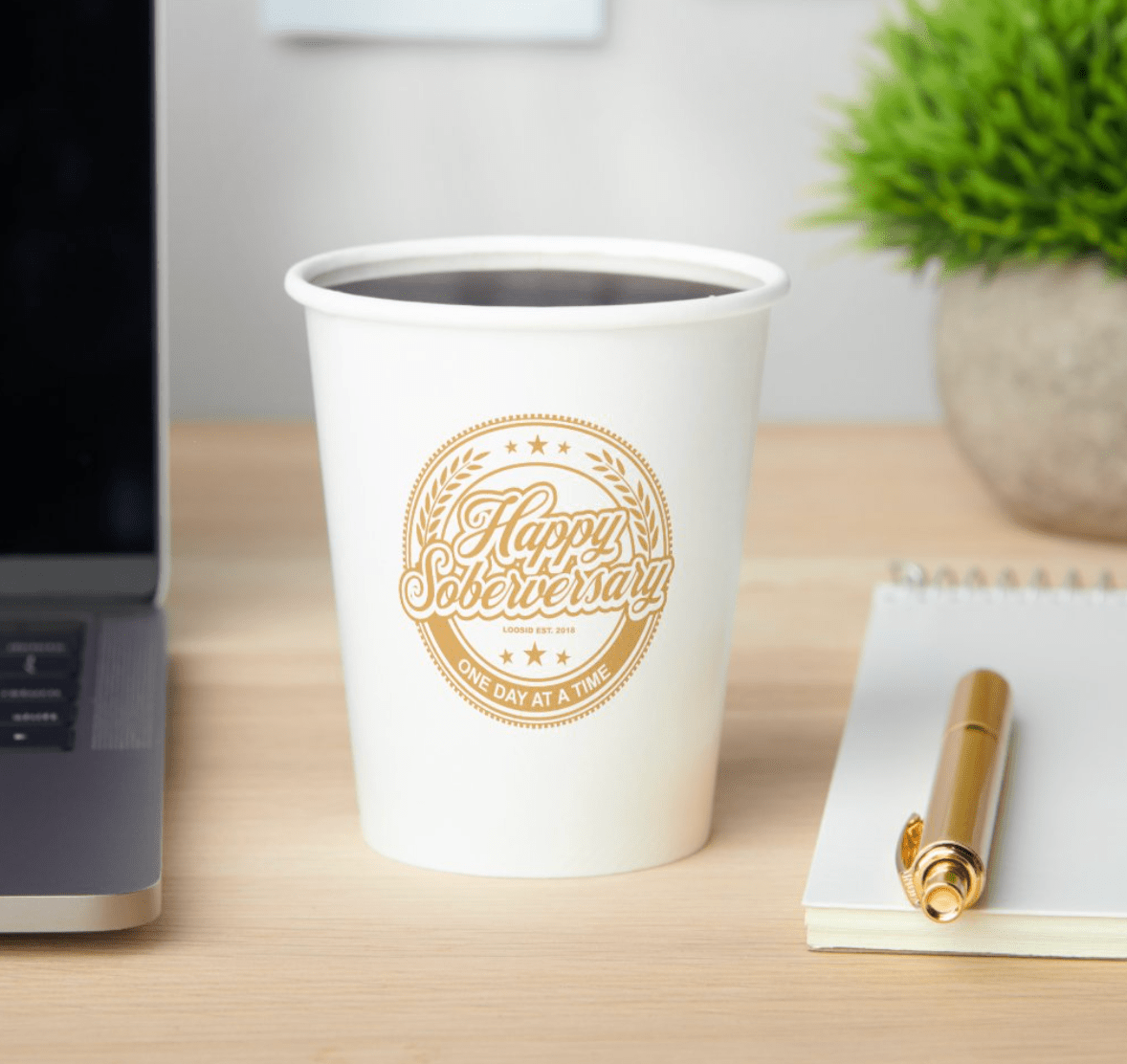 Loosid Soberversary Party Paper Cups Sobriety Gift featuring the design