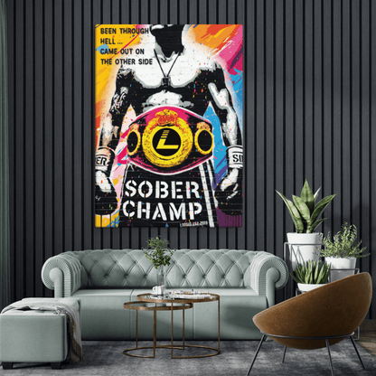 Sobriety Art | Sober Champ Canvas Wall Art for Men