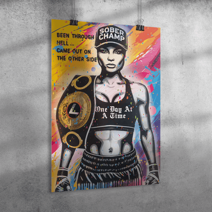 Sober Champ Women Sober Sobriety Art graphic detail (view 4)