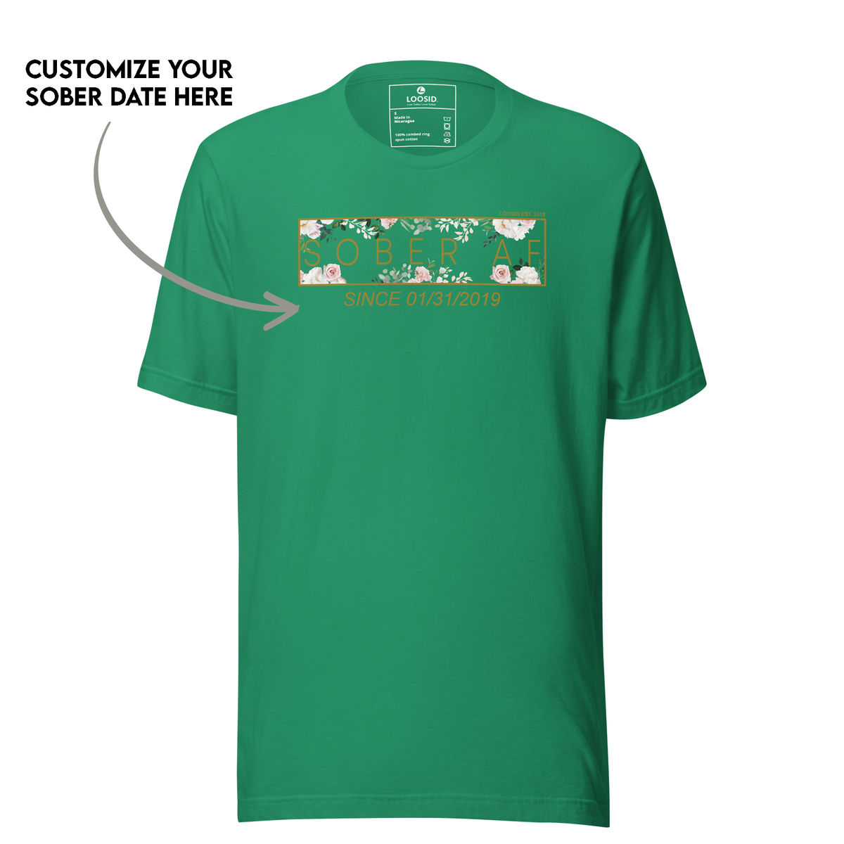 Unique Sober T Shirt with customizable sober date