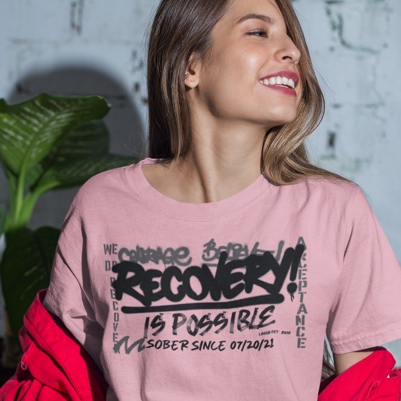 Unisex Sober T Shirt with personalized sobriety date design