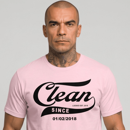 Clean Since Tee with Personalized Sobriety Date | Sober T Shirt