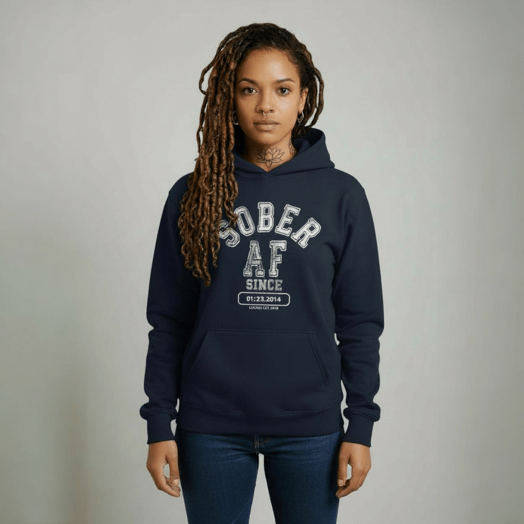 Recovery Hoodie | Sober AF Since Unisex Hoodie with Custom Sobriety Date