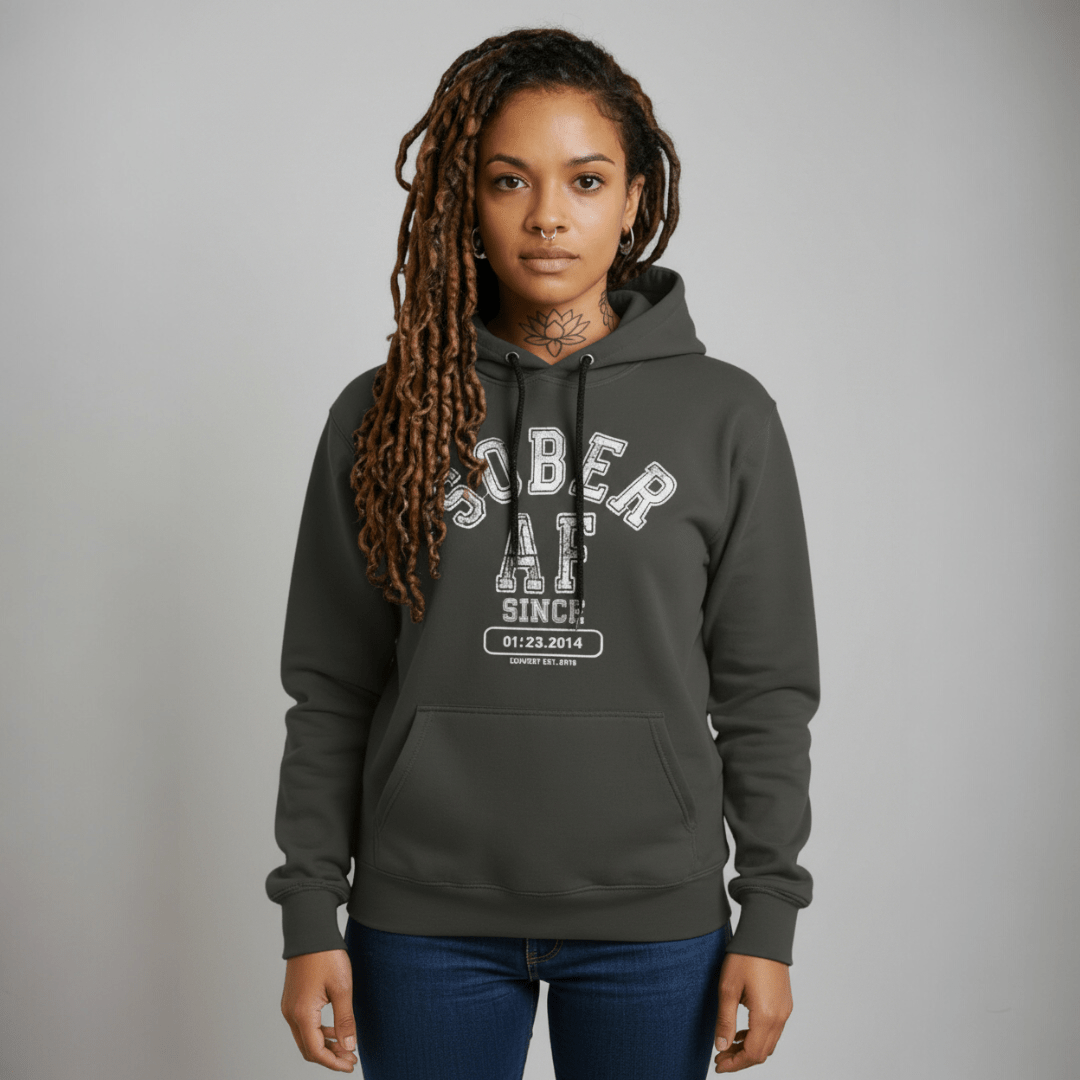 Recovery Hoodie | Sober AF Since Unisex Hoodie with Custom Sobriety Date