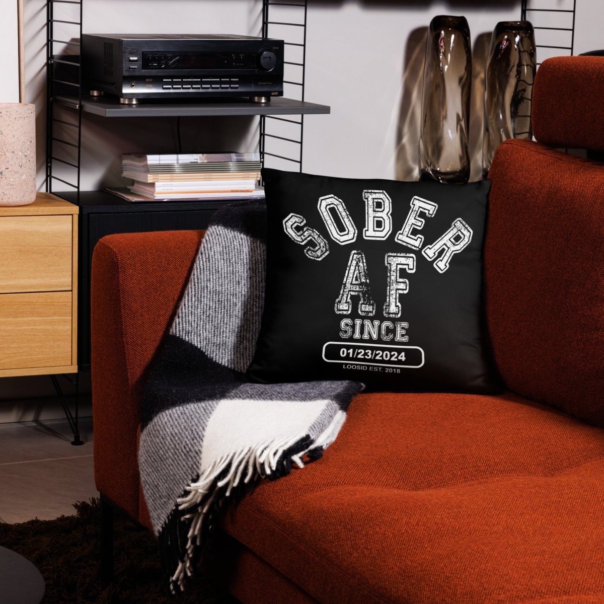 Sober AF Basic Pillow with custom date