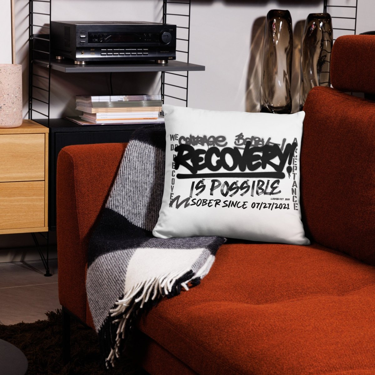 Loosid Recovery is Possible Sober Pillow featuring the design