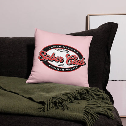 Loosid Sober Club Badge Sober Pillow featuring the design