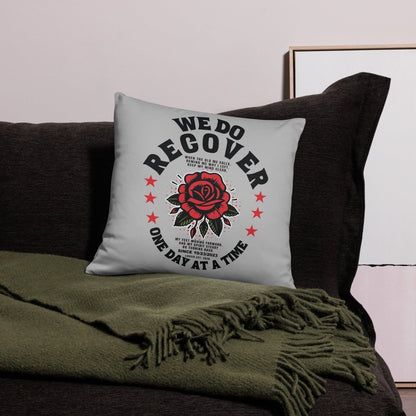 Loosid We Do Recover Sober Pillow featuring the design