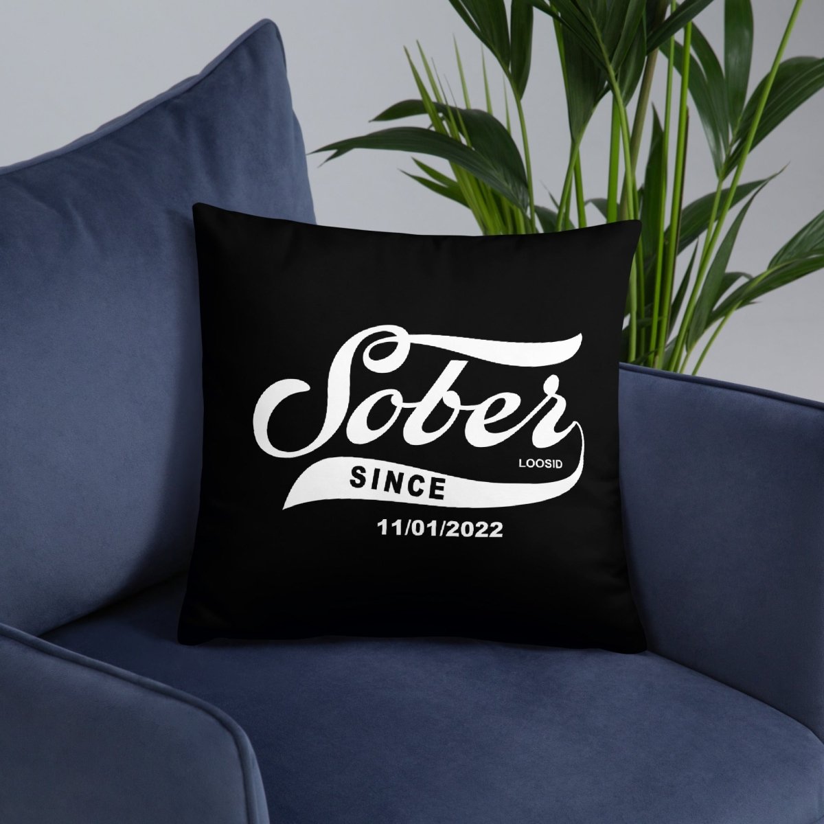Sober Since Pillow w/ Personalized Sobriety Date