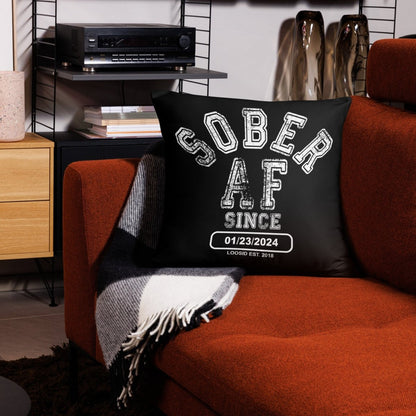 Sober AF Sober Pillow flat lay styled image (view 3)