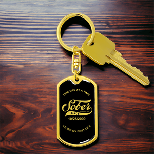 Loosid Sober Since Keychain w/Personalized Sobriety Date