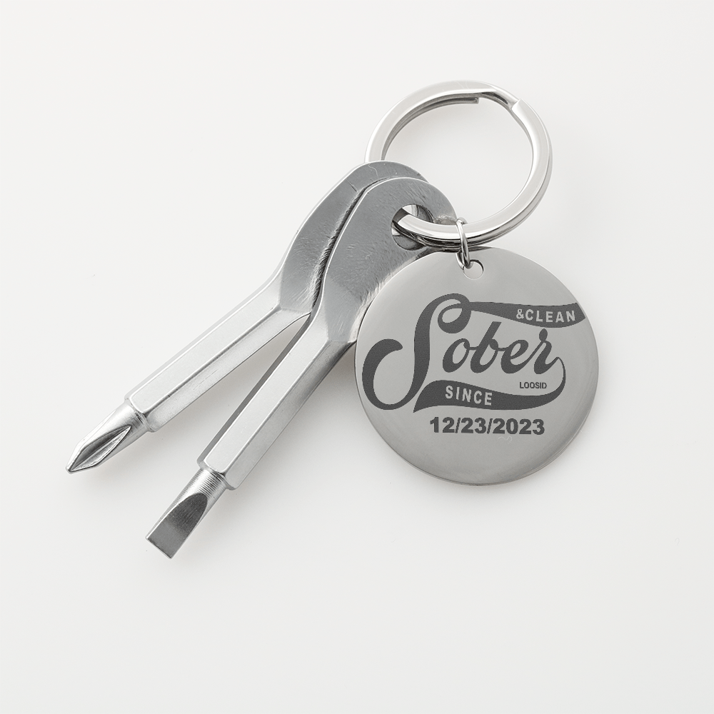 Sobriety Gift | Keychain | Personalized “Sober Since” Screwdriver Keychain with Custom Date