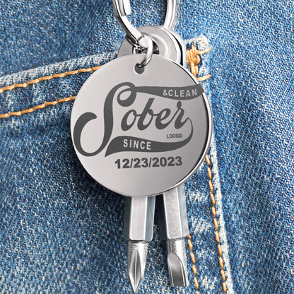 Sobriety Gift | Keychain | Personalized “Sober Since” Screwdriver Keychain with Custom Date