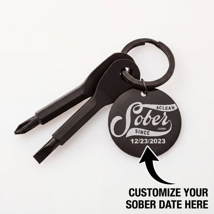 Sobriety Gift | Sober Since Screwdriver Keychain