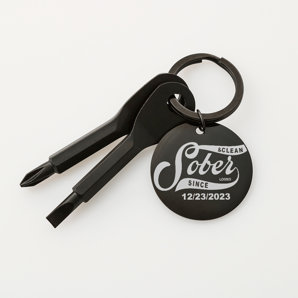 Sobriety Gift | Keychain | Personalized “Sober Since” Screwdriver Keychain with Custom Date