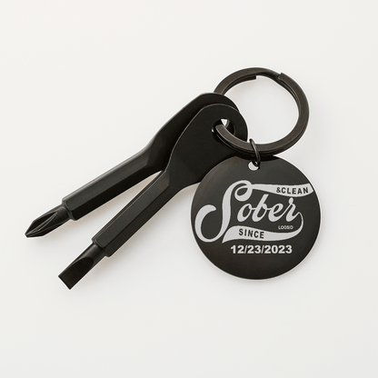 Sobriety Gift | Keychain | Personalized “Sober Since” Screwdriver Keychain with Custom Date