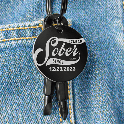 Sobriety Gift | Keychain | Personalized “Sober Since” Screwdriver Keychain with Custom Date