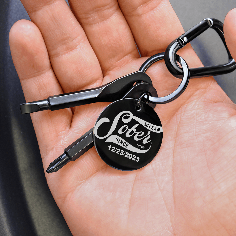 Sobriety Gift | Keychain | Personalized “Sober Since” Screwdriver Keychain with Custom Date