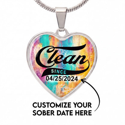 Recovery Gift | Clean Since Heart Necklace
