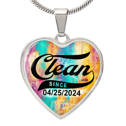 clean since necklace - sober jewelry - front