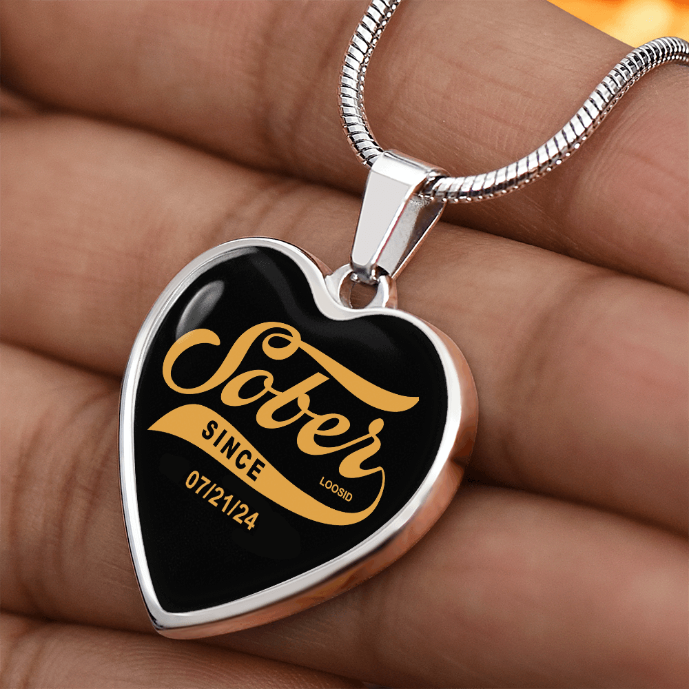 Sobriety Gift necklace with customizable Sober Since engraving option