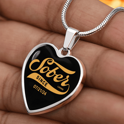 Sobriety Gift necklace with customizable Sober Since engraving option