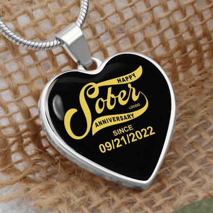 Happy Soberversary Gift   |   Sober   Since   Heart   Necklace   w/   Personalized   Sober   Date