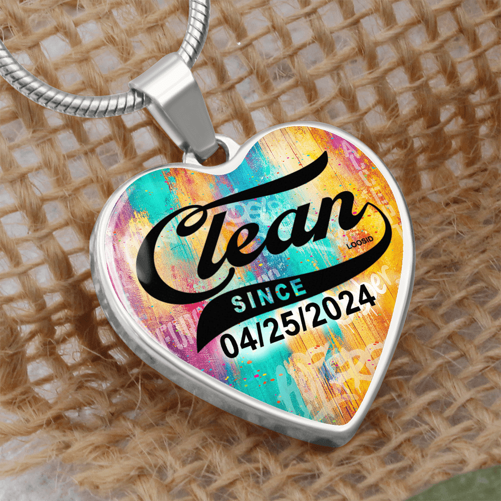 Clean Since Heart Necklace with Personalized Date | Sober Jewelry