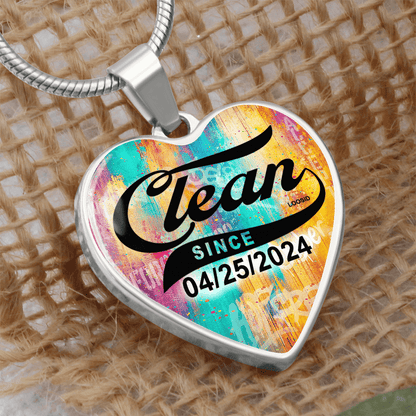 Clean Since Heart Necklace with Personalized Date | Sober Jewelry