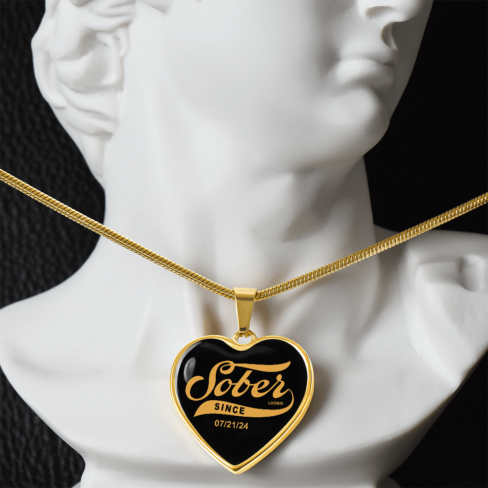 Beautiful Sobriety Gift with heart pendant symbolizing recovery strength