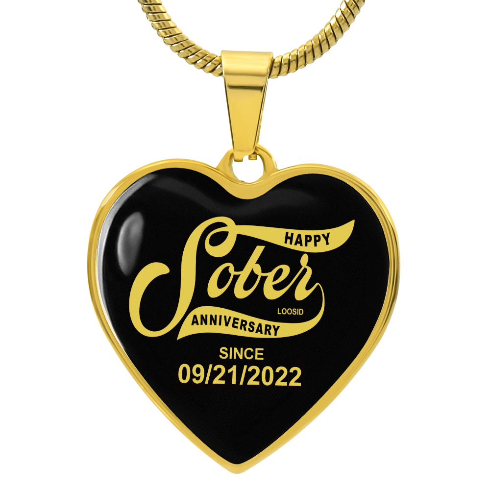 Happy Soberversary Gift   |   Sober   Since   Heart   Necklace   w/   Personalized   Sober   Date