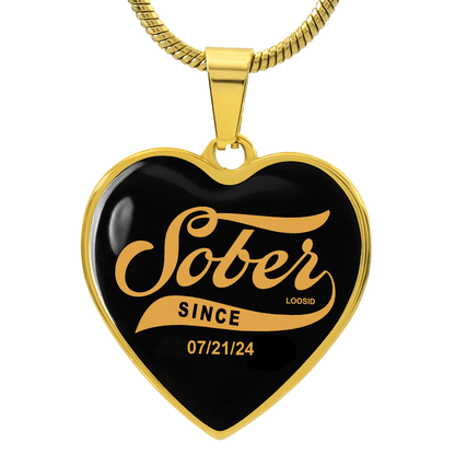 Lifestyle photo of Sobriety Gift necklace worn for daily inspiration