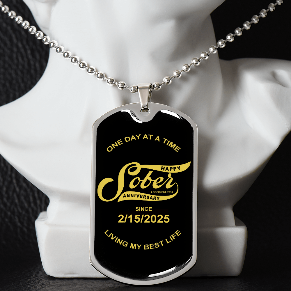 Happy Sober Anniversary W Sober Date Sober Jewelry side view (view 6)