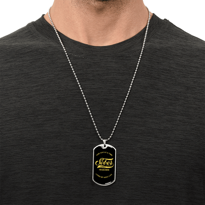 Personalized sobriety gift dog tag in gold finish