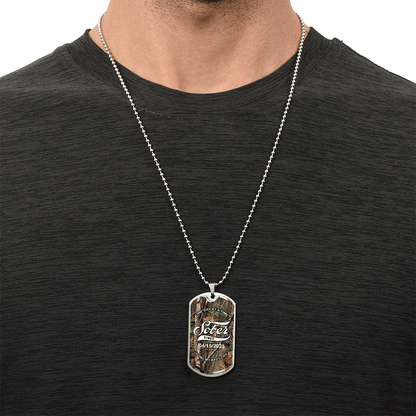 Sobriety Gift | Hunting Camo Dog Tag with Personalized 'Sober Since' Date