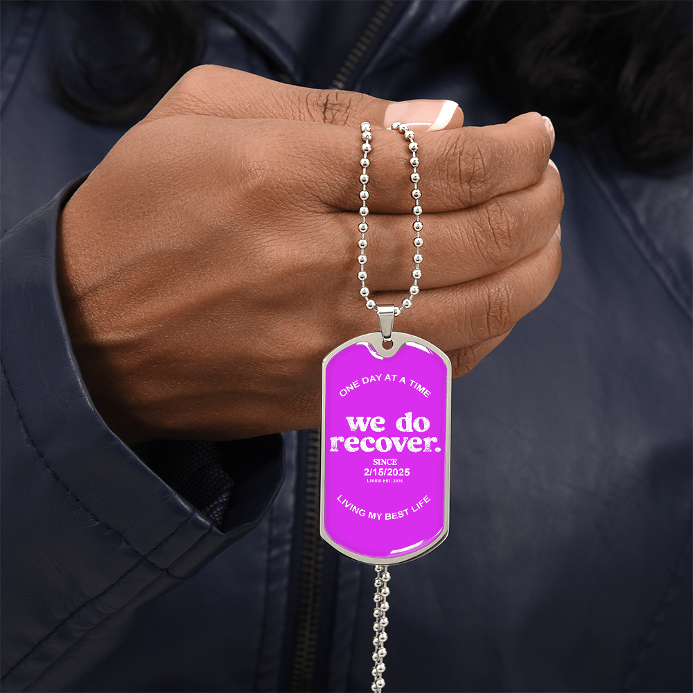 We Do Recover with Personalized 'Sober Since' Date Sober Jewelry side view (view 6)