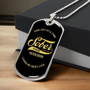 Loosid Sober Since Dog Tag w/Personalized Sobriety Date