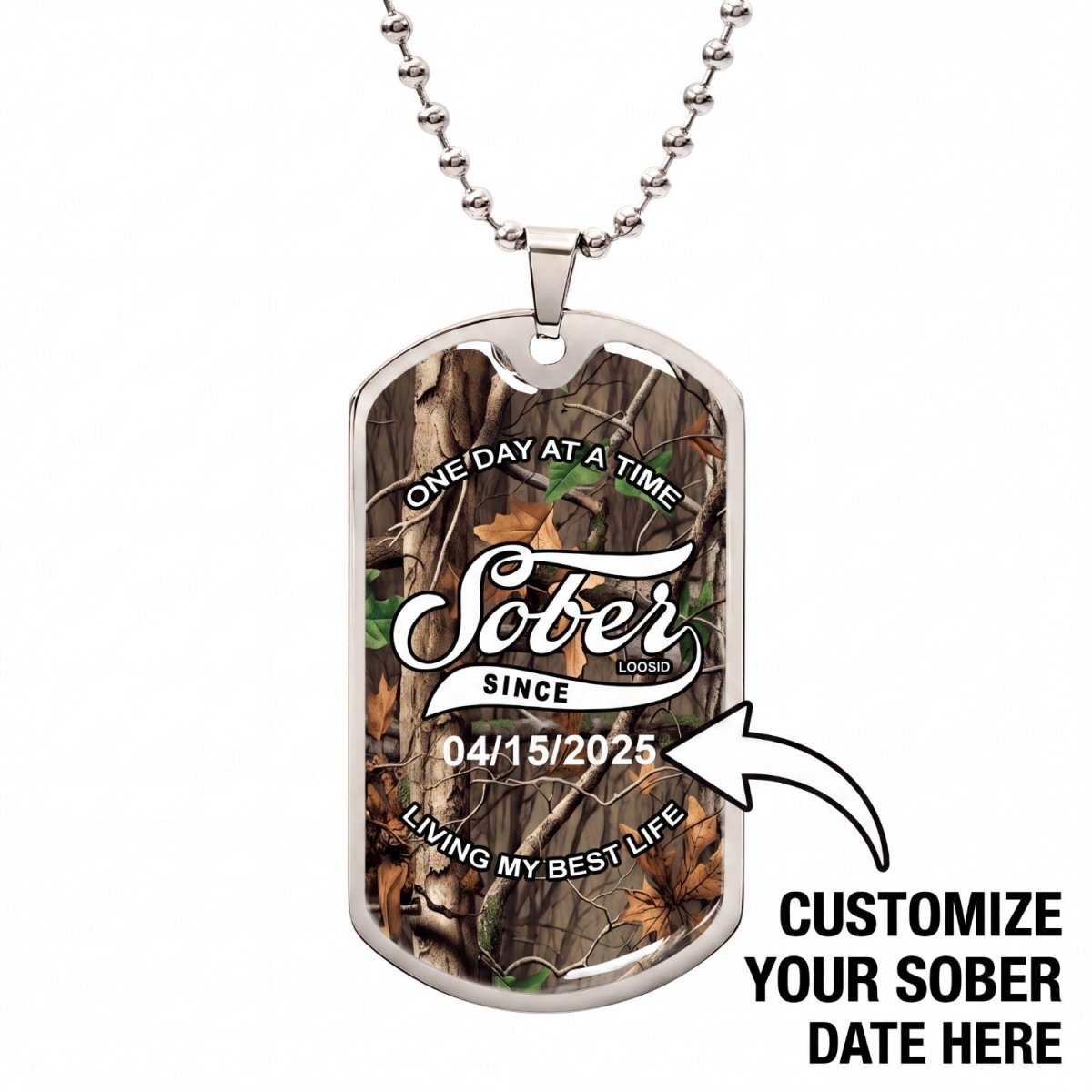 Sobriety Gift | Hunting Camo Sober Since Jewelry