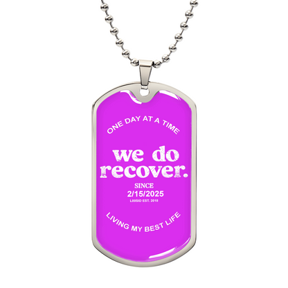 Loosid We Do Recover with Personalized 'Sober Since' Date Sober Jewelry featuring the design
